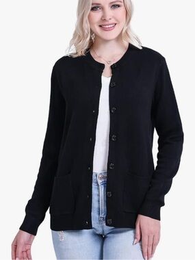 Smiling Pinker Black Button Down Cardigan. - small